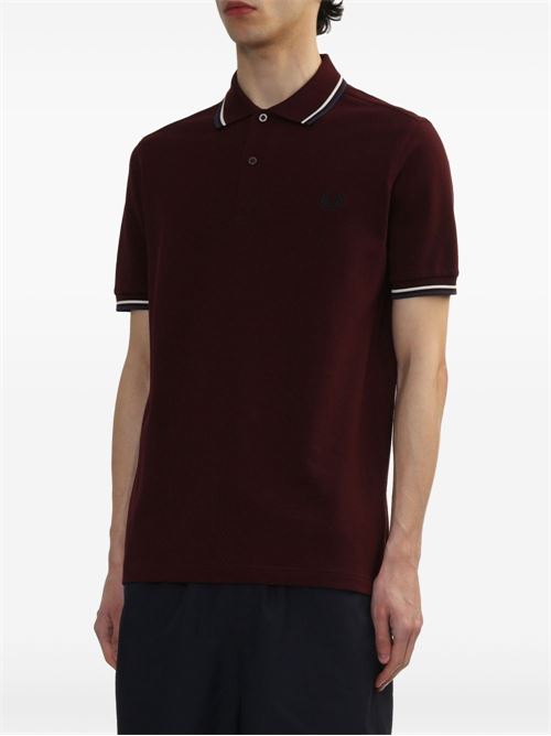 Polo manica corta con doppio bordino e logo ricamato FRED PERRY | M3600Y29